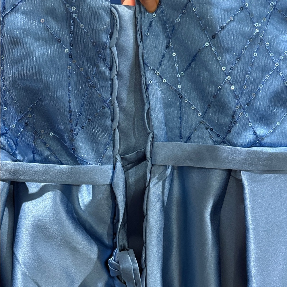 One-Shoulder Blue Prom Dress - Picture 5 of 9